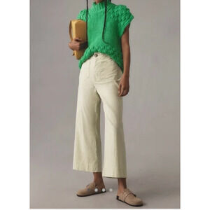 Anthropologie The Colette Cropped Wide-Leg Pants by Maeve 26 Mint
